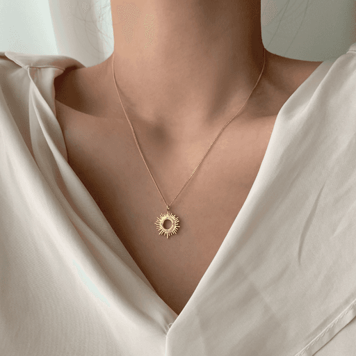 2컬러 - 925 은 빈티지 태양 팬던트 목걸이