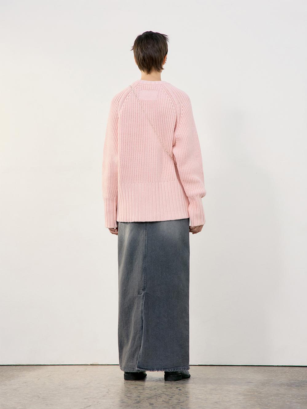 CHUNKY RIB KNIT SWEATER_LIGHT PINK