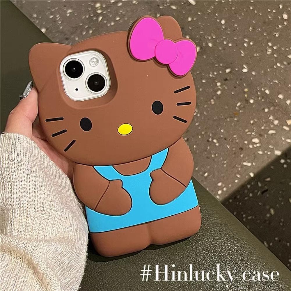 키티 태닝 케이스 아이폰 14 13 12 프로 맥스 헬로키티 브라운