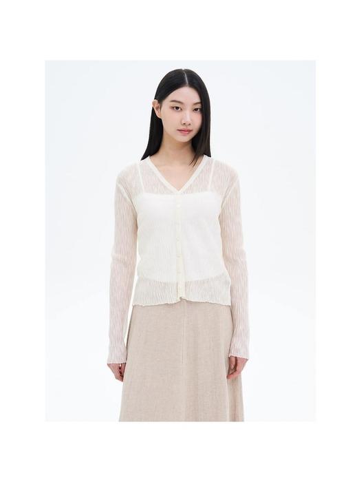 브이넥 텍스처 카디건  아이보리 (32545ALY50)