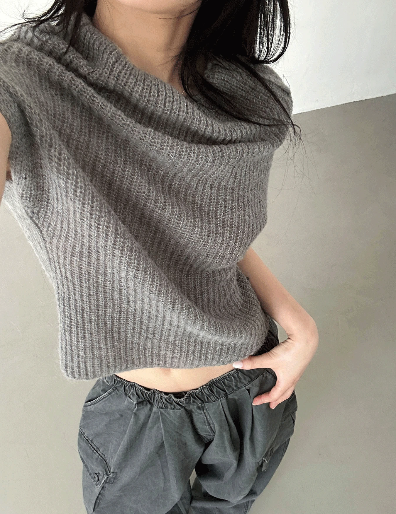 shawl half knit (3color)