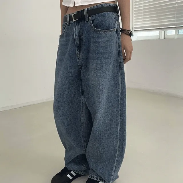 2color 고퀄리티 사계절 로우라이즈 빅와이드 힙한 데님 팬츠