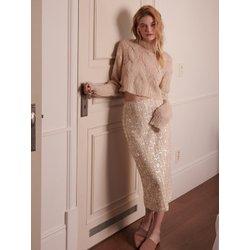 Madison Sequin Straight-fit Skirt [Beige]
