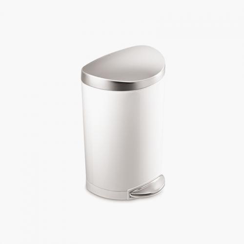 Semi-Round Step Can 10L White (SPH-CW1867, Brushed)