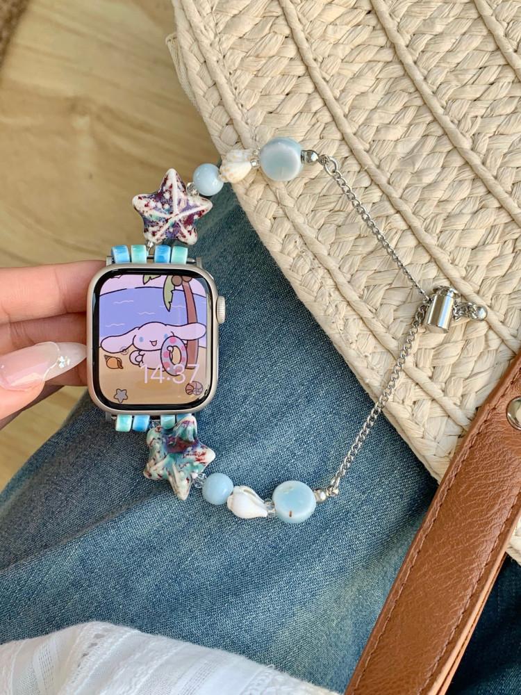수심 Beach Ocean Watch Strap 비치 오션 애플워치 스트랩 조개 줄 메탈 : 수심