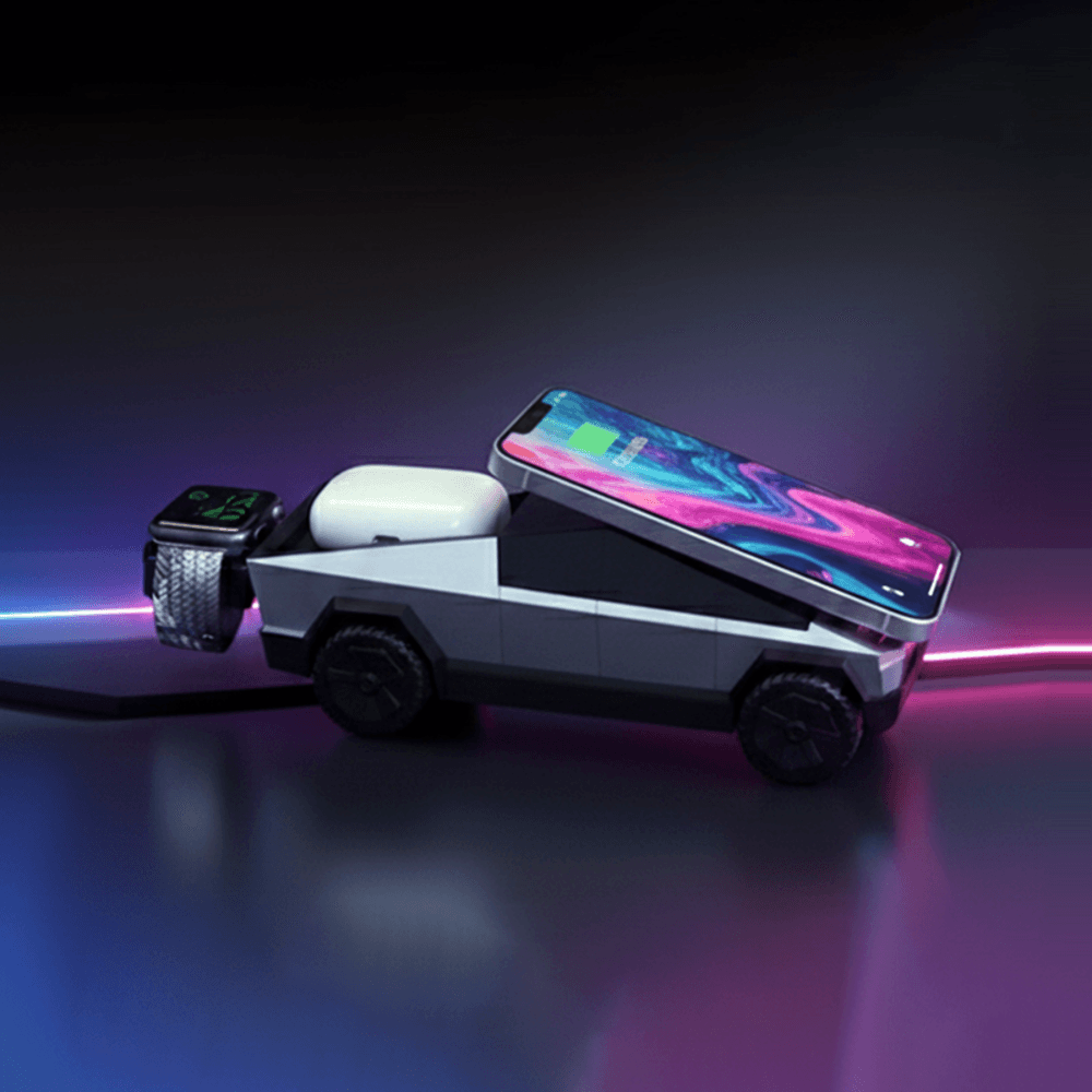 [햅시] qi2 인증 3in1 갤럭시 애플 공용 맥세이프 무선충전기 사이버트럭