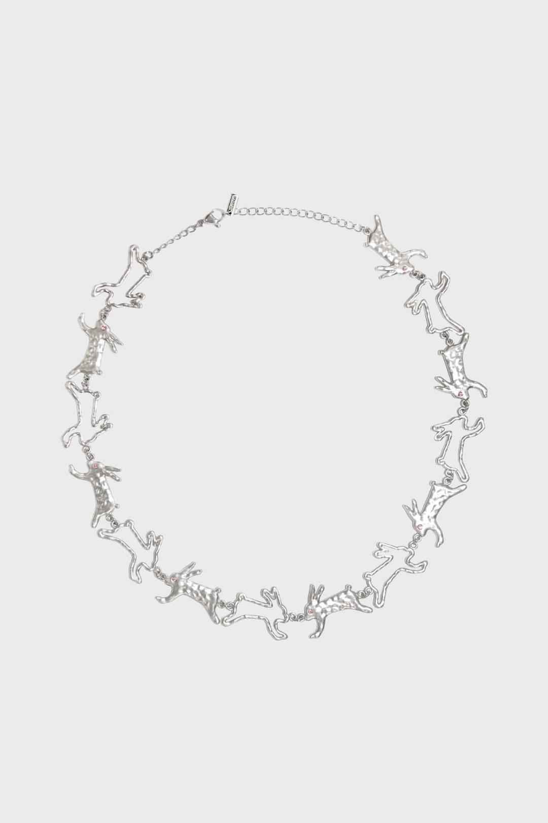 Tiny Rabbit Charm Necklace (Silver)