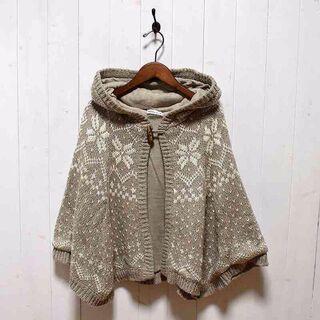 earth music & ecology ニットポンチョ トナカイ柄 8591