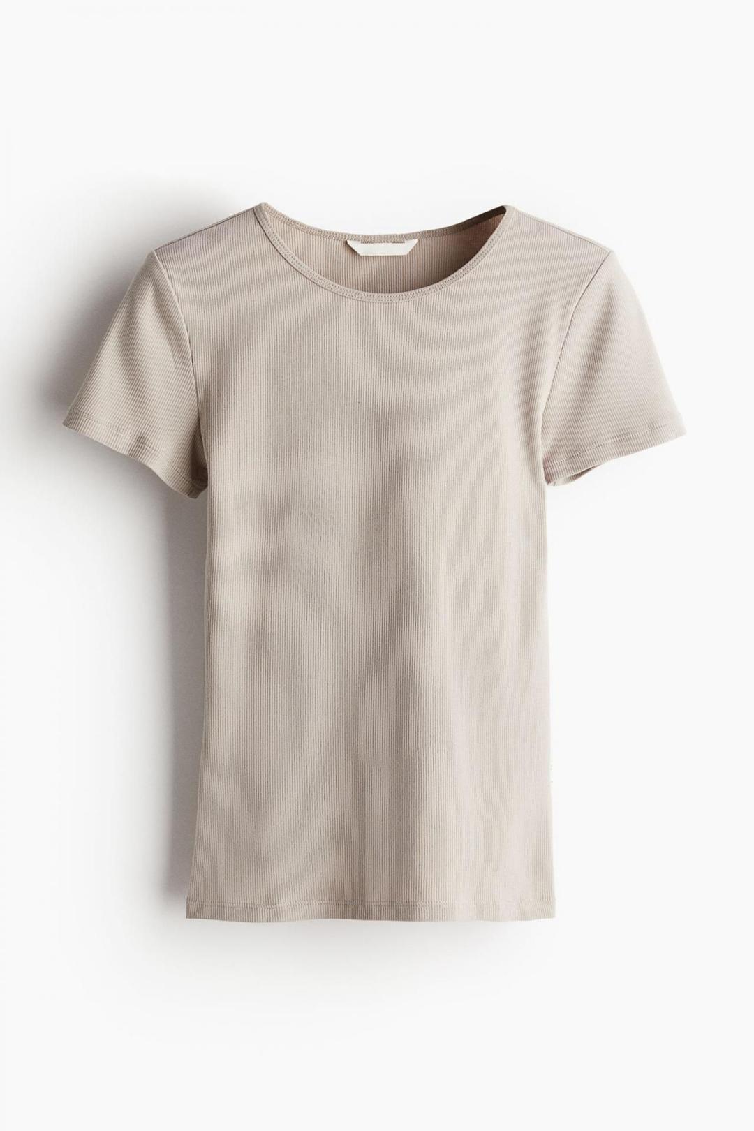 스페인샵 에이치엔엠 골지 티셔츠 1235366005 BEIGE CLARO