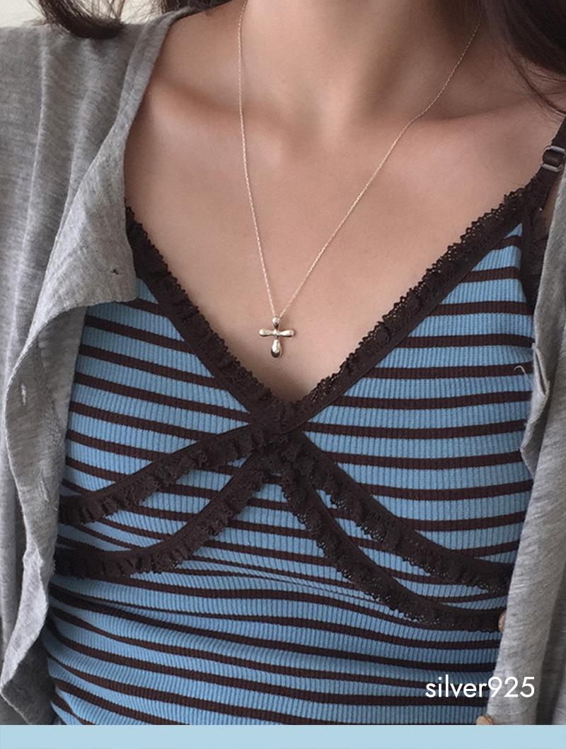 balloon cross necklace (silver925)