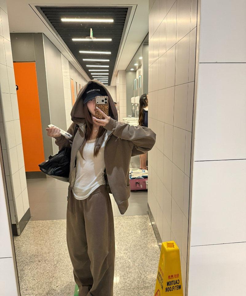 모카 기모 후드집업 스트링팬츠 세트 (개별선택)