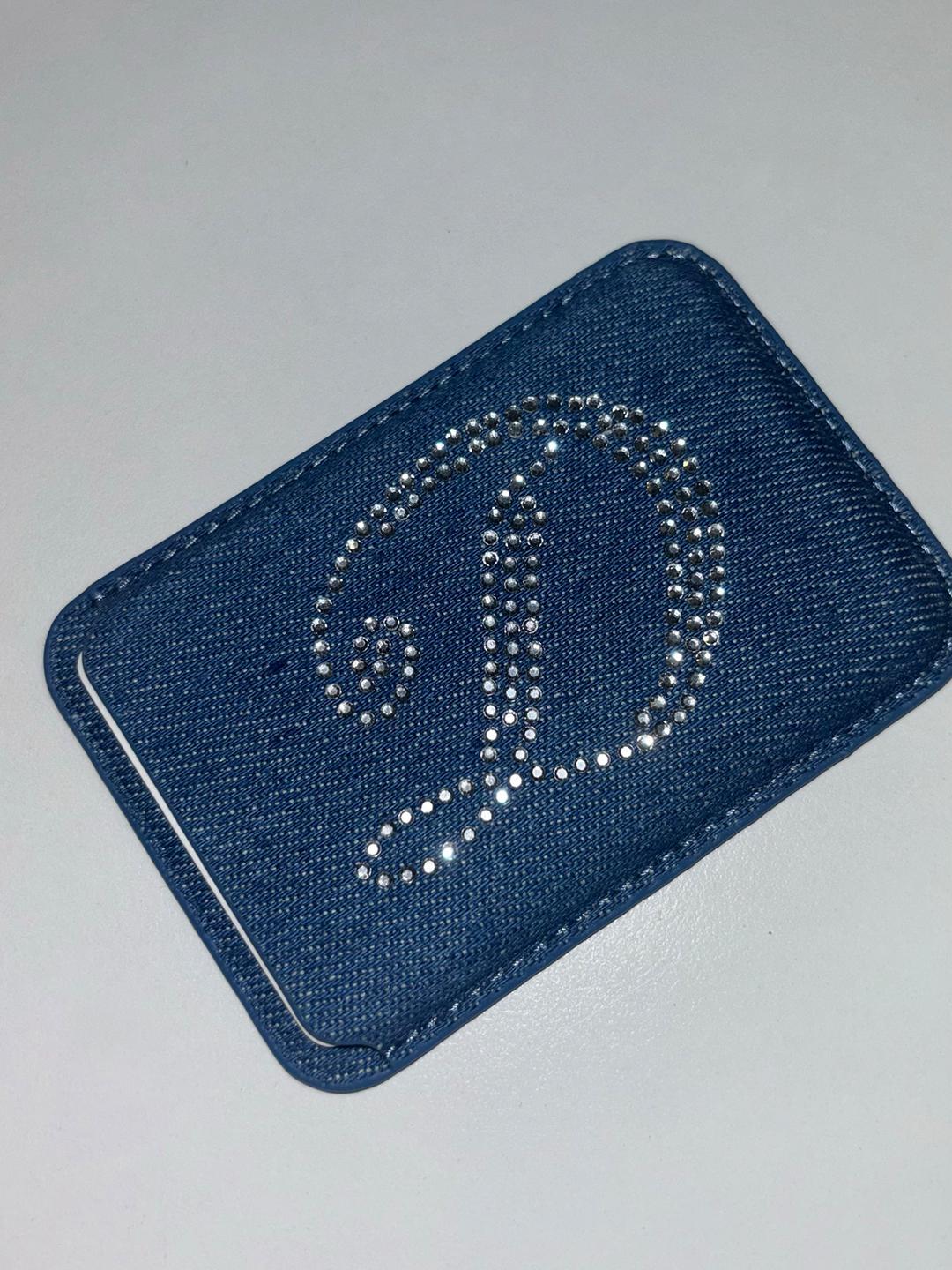 denim custom initial magsafe card wallet