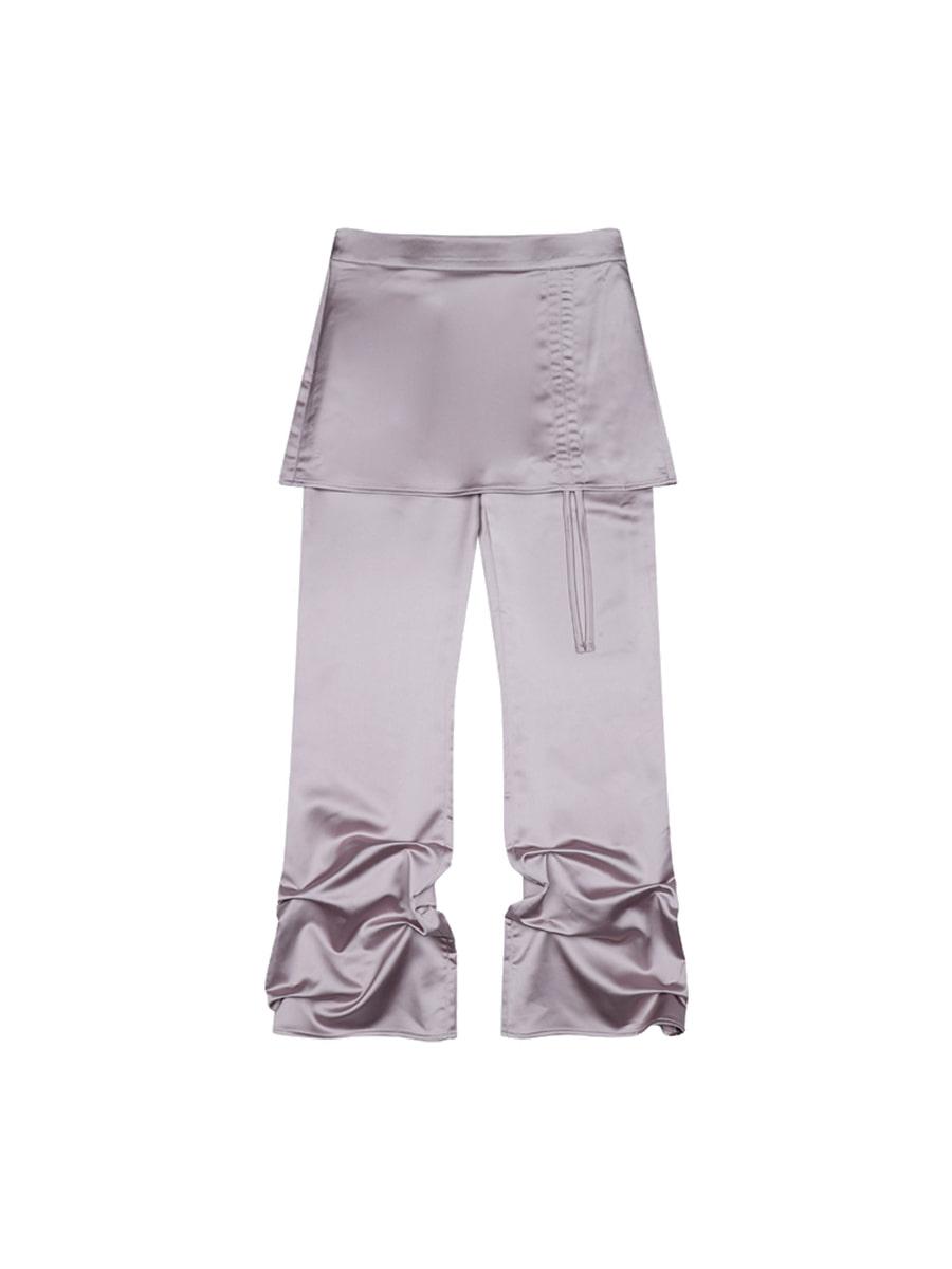 SATIN SET-UP SKIRT- PANTS (LAVENDER)