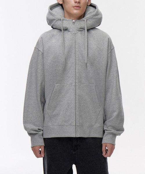 무신사 스탠다드(MUSINSA STANDARD) 에어 넥 필로우 오버사이즈 후디드 스웨트 집업 [미디엄 그레이] - 사이즈 & 후기 | 무신사