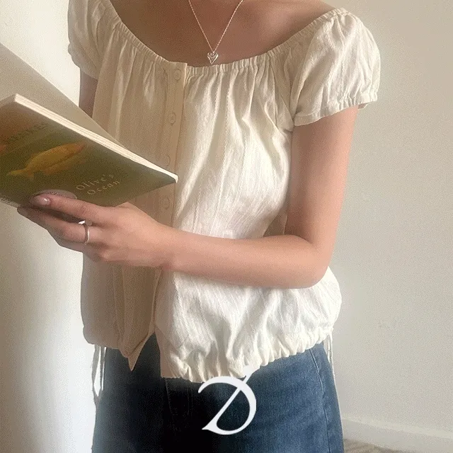 [얼리버드20%/MADE] 허쉬 오프숄더 셔링 반팔 블라우스 - 5 color