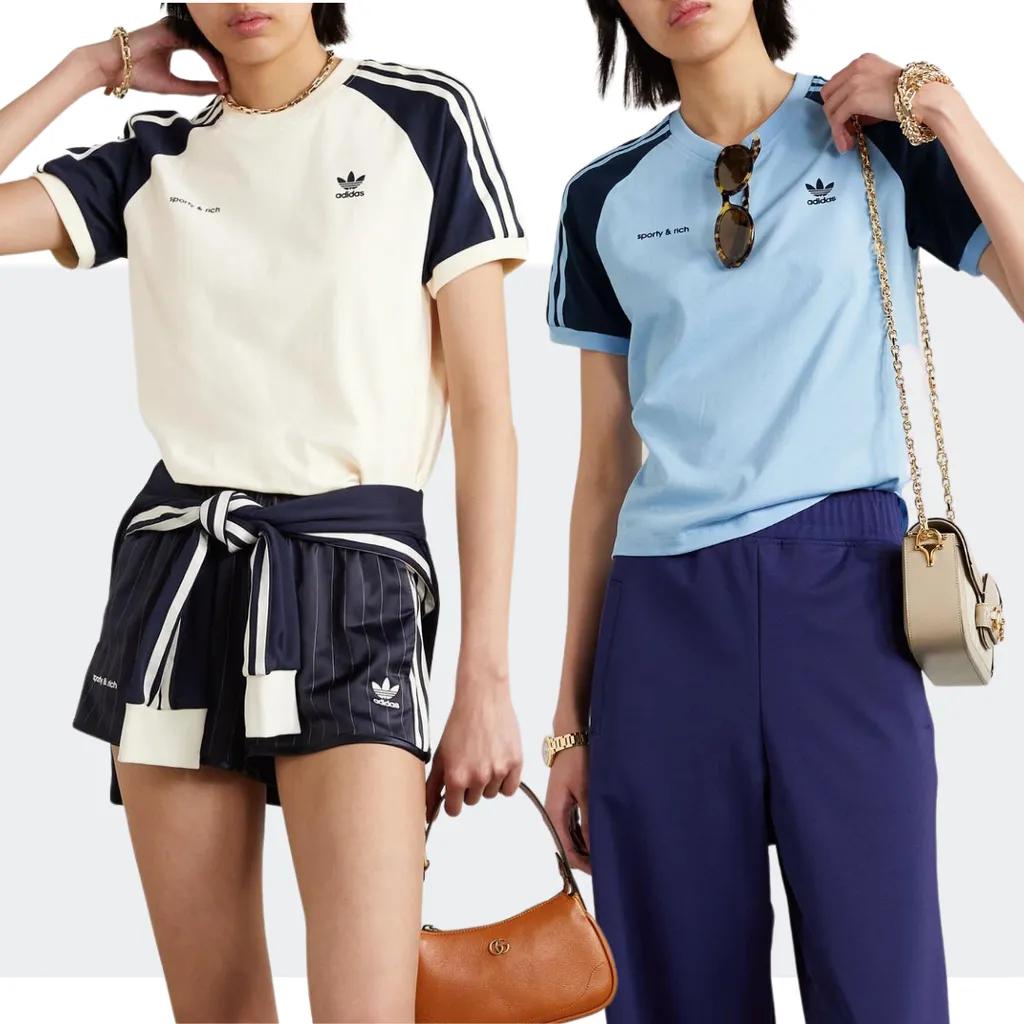 아디다스 스포티앤리치 협업 투톤 레트로 반팔 져지 티셔츠 | 상품 상세 | 크로켓