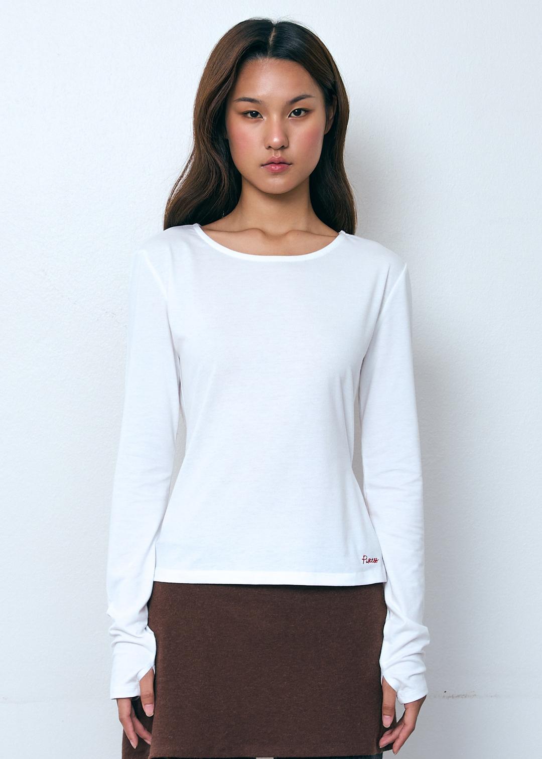 Side Slit Long Sleeve Top_Ivory