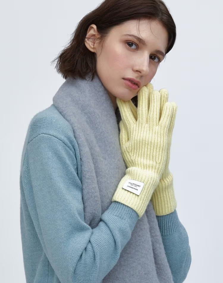 [인기재입고/품절대란]옐로우 단색 울캐시미어 핑거홀 장갑