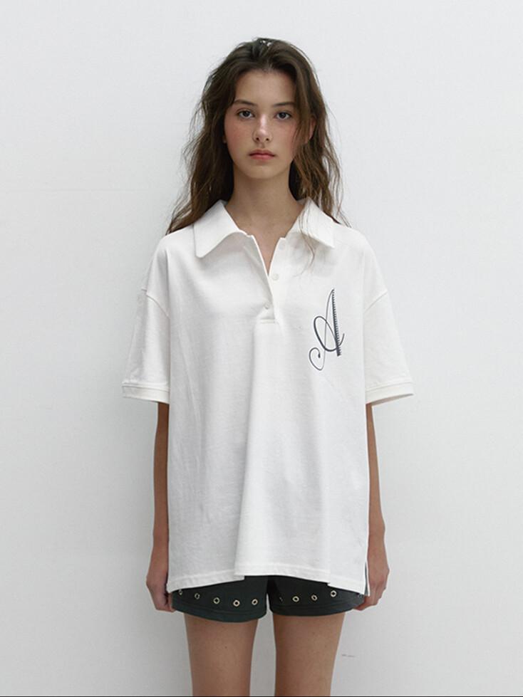 A LOGO COLLAR HALF T (IVORY)