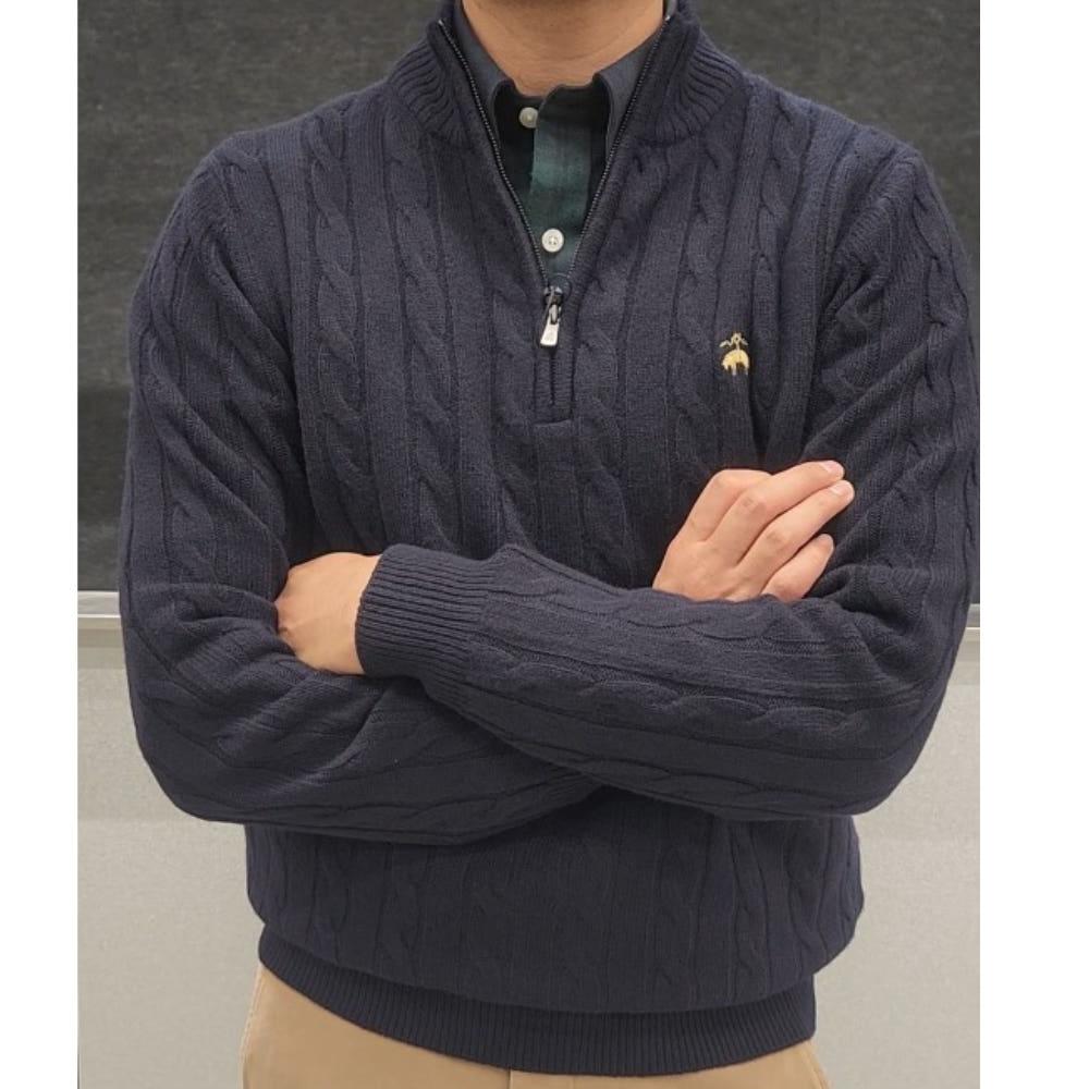 브룩스브라더스 남자 하프집업 남성 케이블 니트