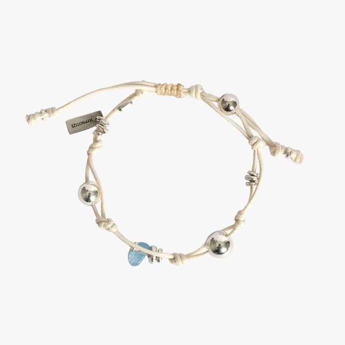 SILVER BALL STRING BRACELET_IVORY