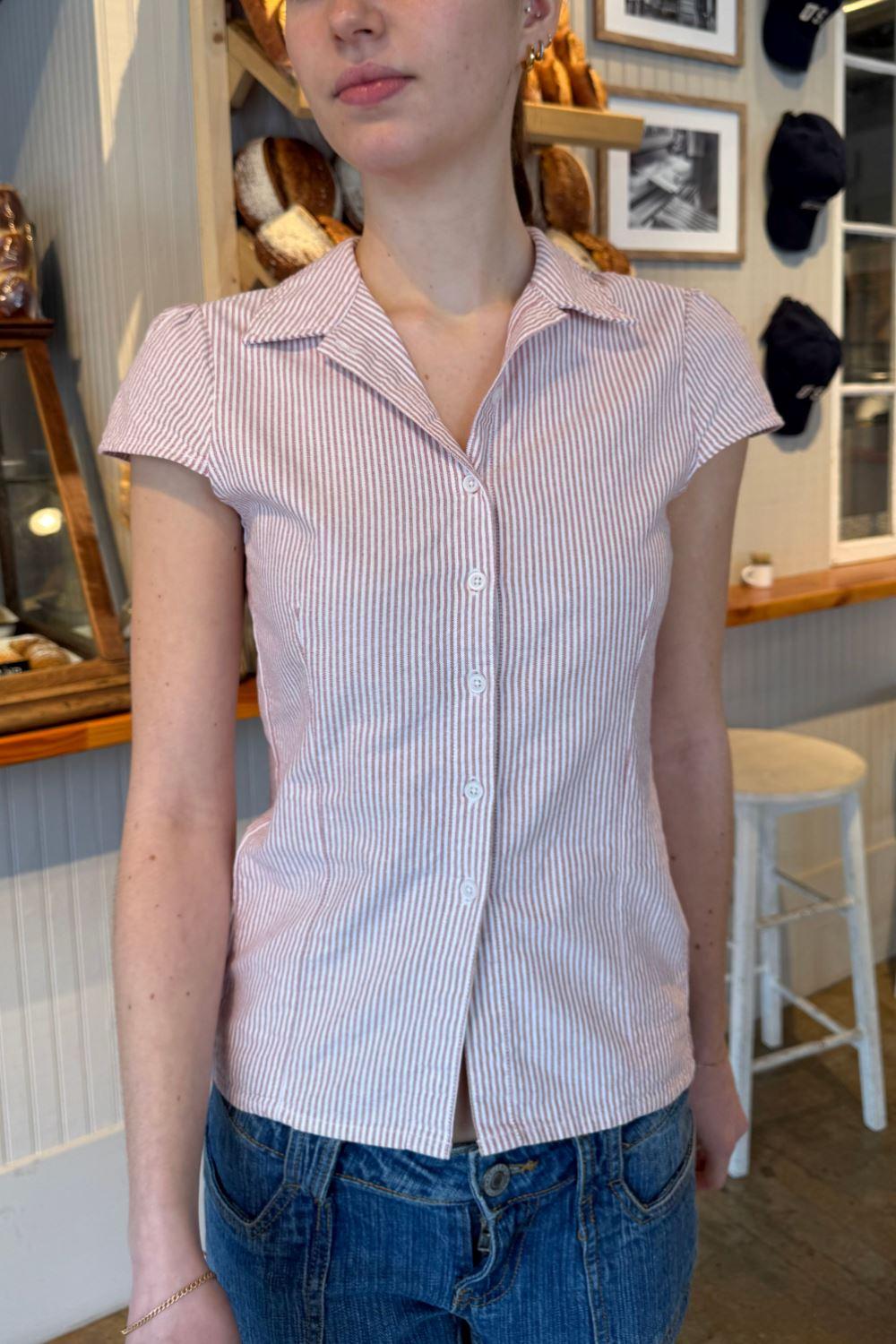 Rue Stripe Top - Roseate and White Stripe / XS/S