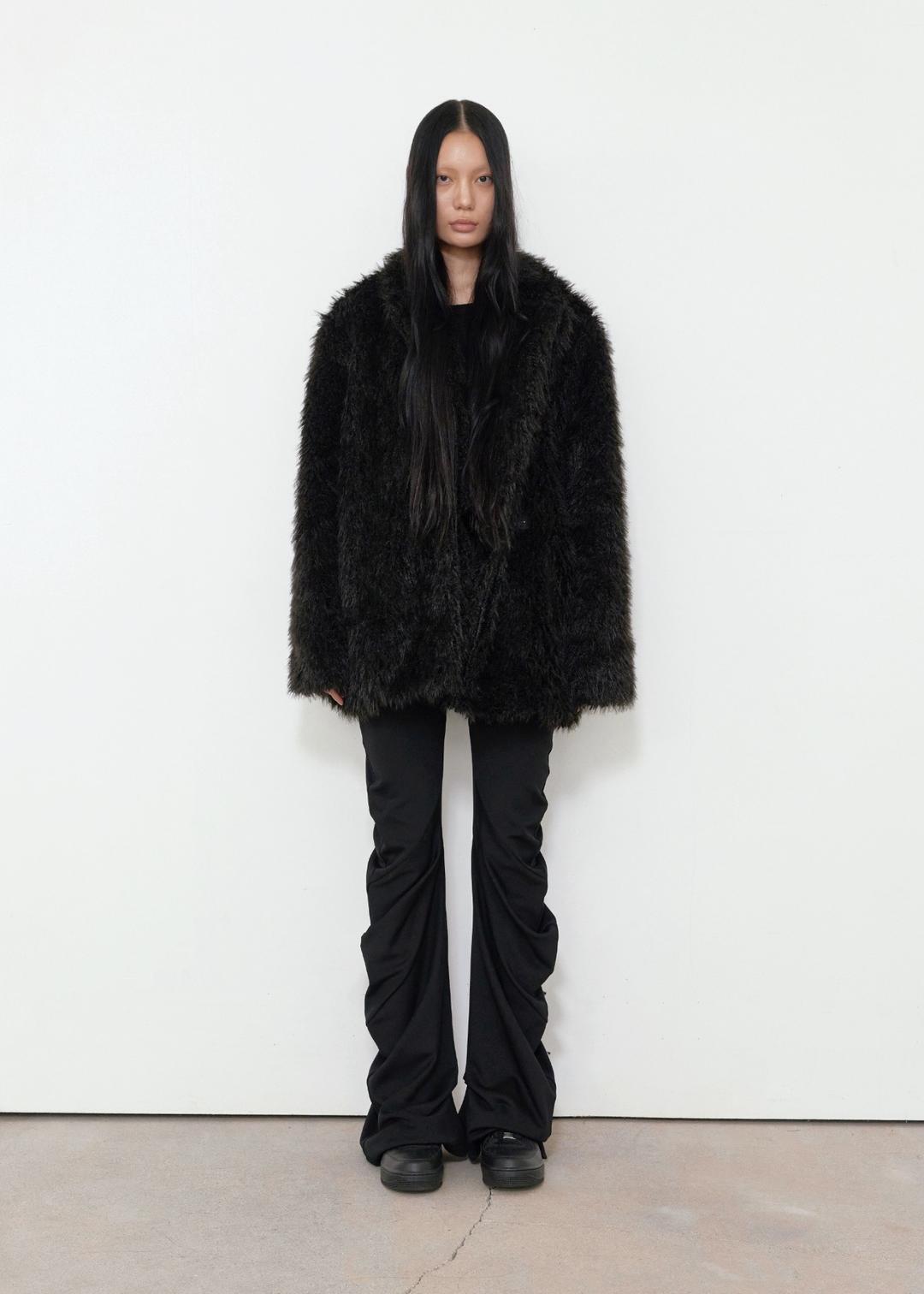 FUR HALF COAT, BLACK