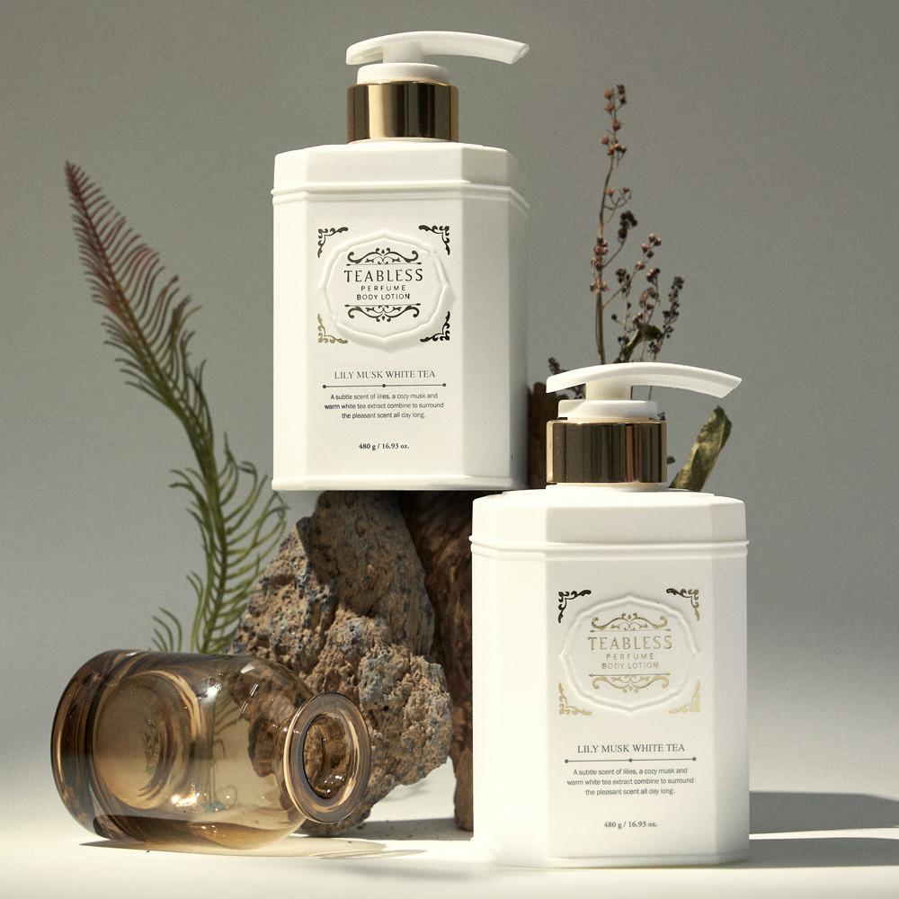 1+1 티블레스 화이트티 향좋은바디로션 무자극 릴리머스크향 480ml+480ml