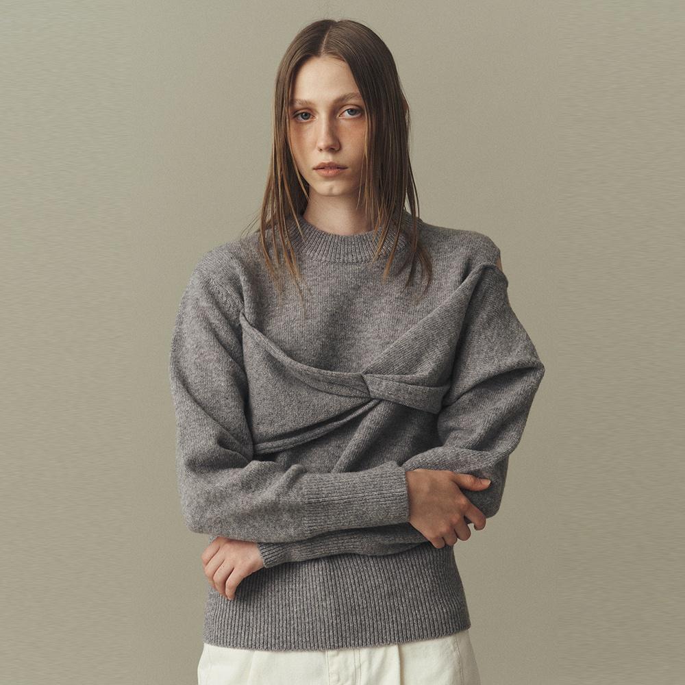 TWISTED BUSTIER SWEATER_MISTY GREY