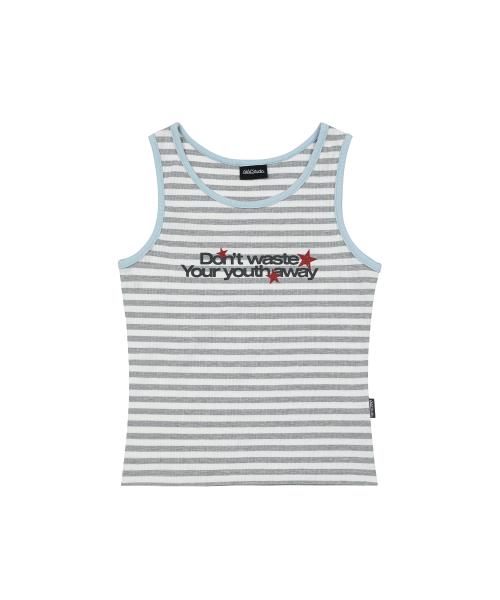 스트라이프 스타 그래픽 슬리브리스 - MELANGE GRAY