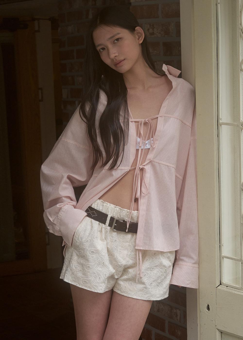 TWO STRAP STRIPE SHIRT_RED