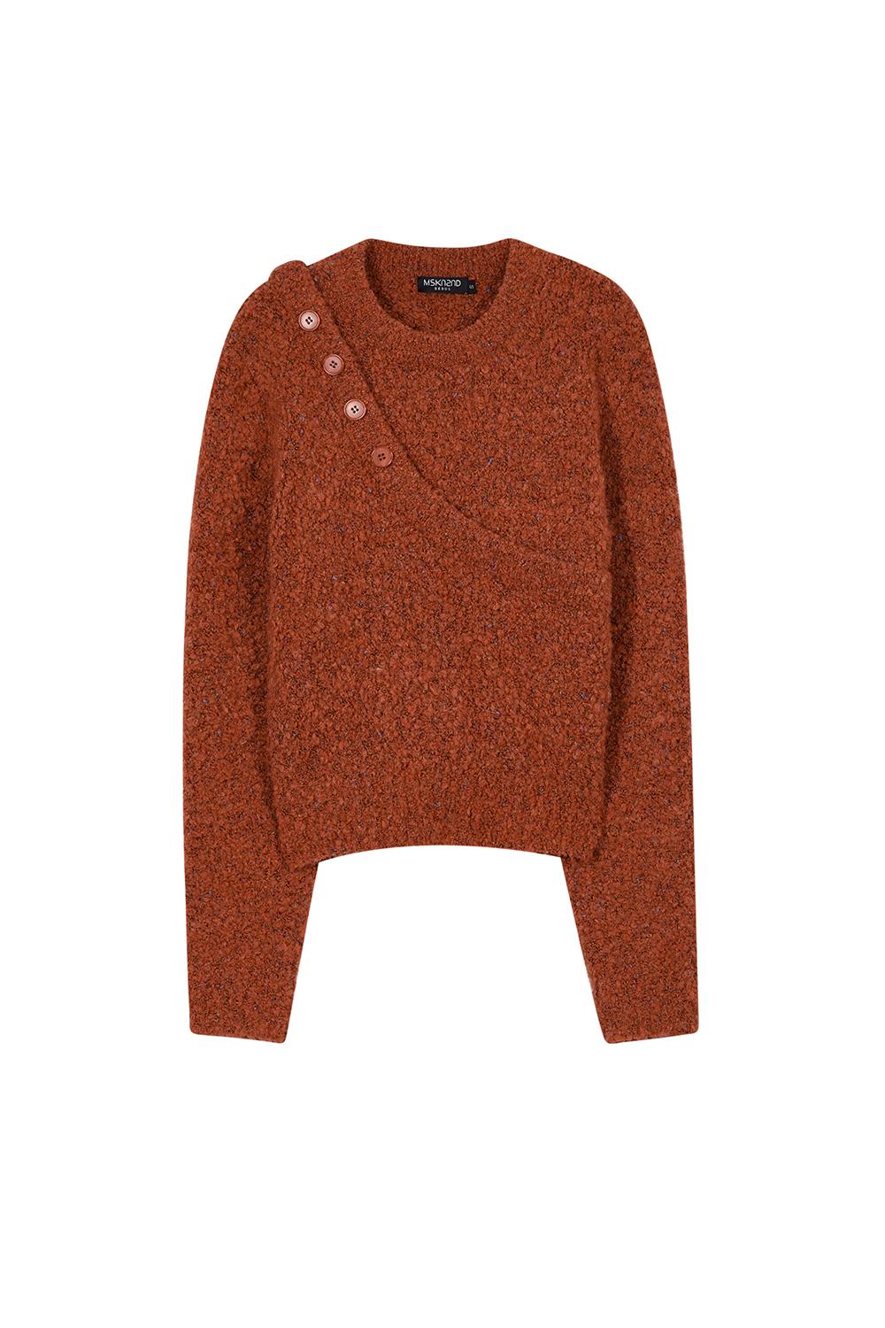 [김소영 착용] 비대칭 레이어드 네프 크롭 스웨터 오렌지 브라운