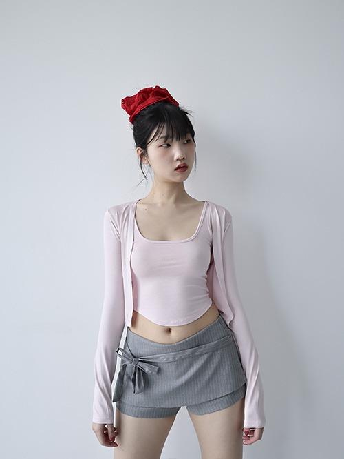 soft sleeveless & cardigan set, 5color