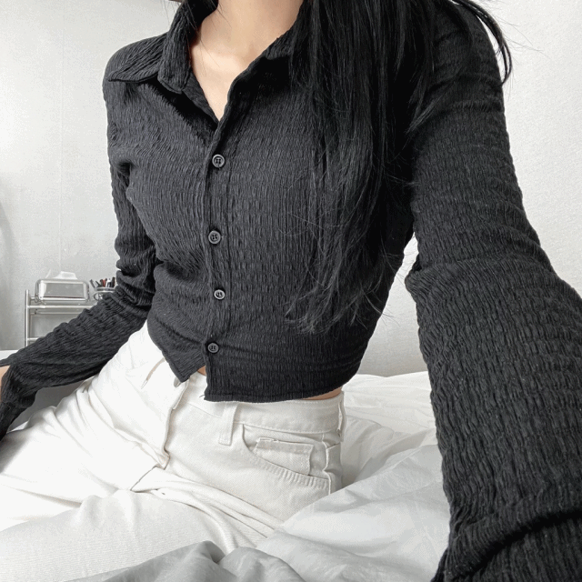 슬림 라인 밴딩 카라 셔츠 (2color)