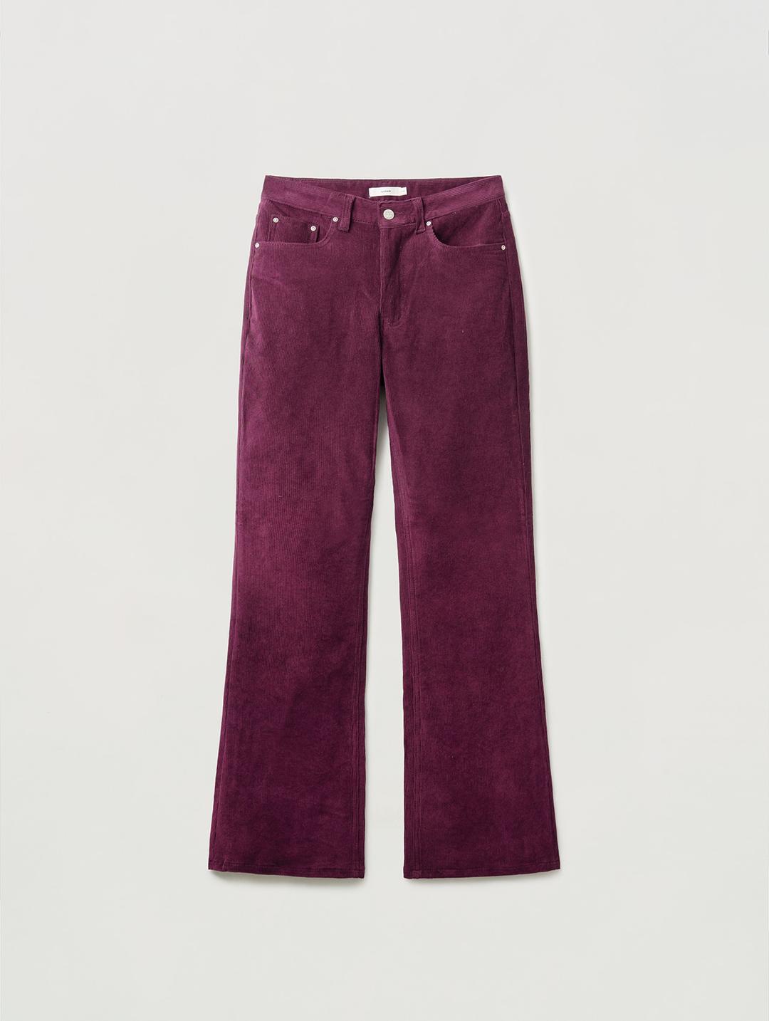 Relaxed corduroy boots cut pants_burgundy