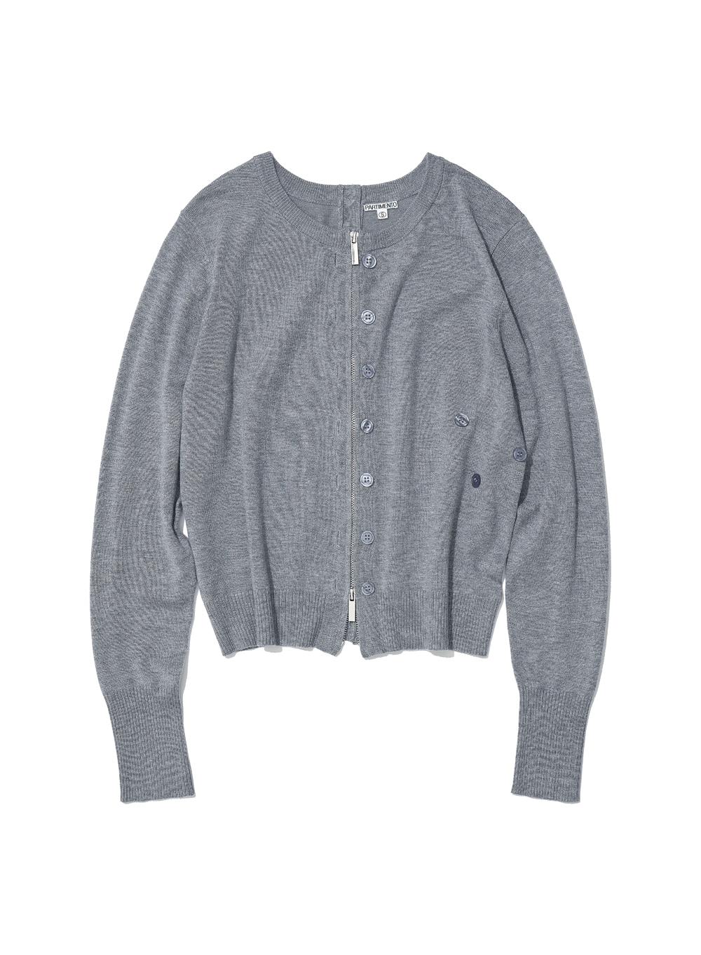 [WOMEN] 2WAY ASYMMETRIC KNIT CARDIGAN_MELANGE