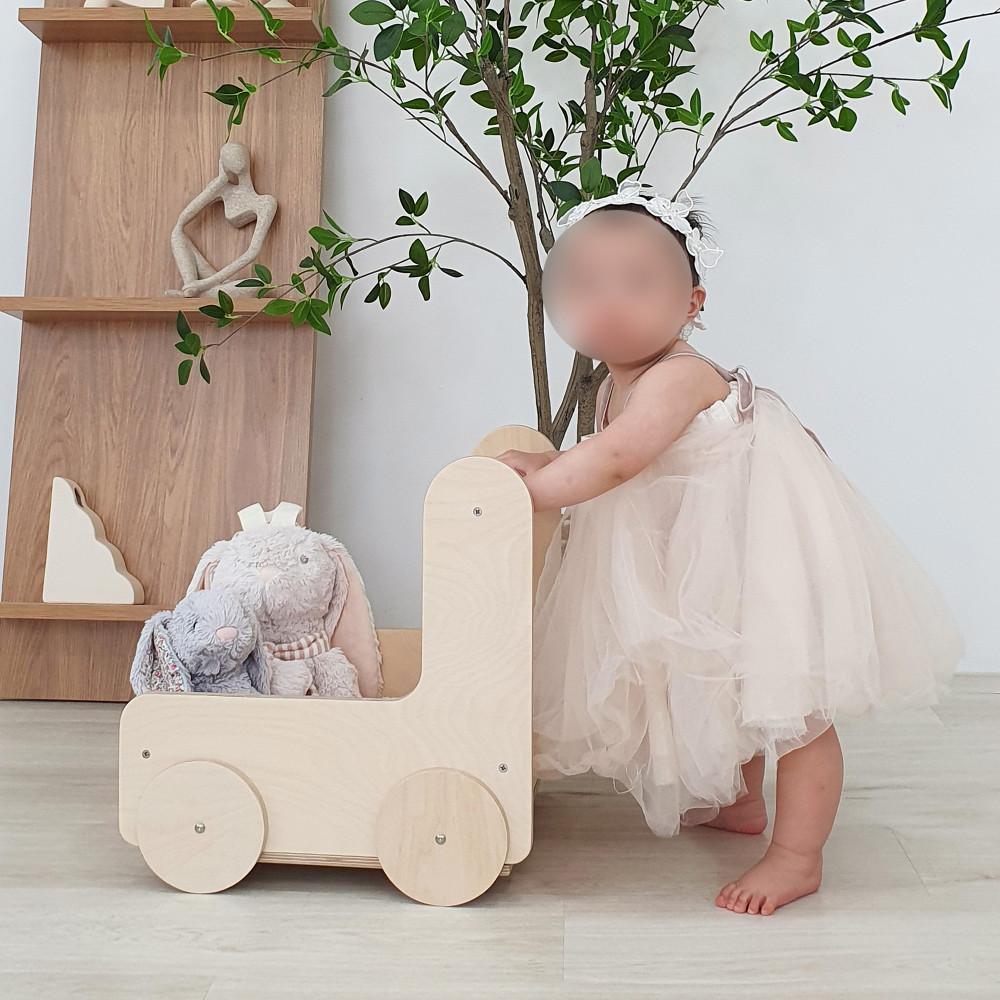 북카트 이동식 북트레일러 트롤리 원목