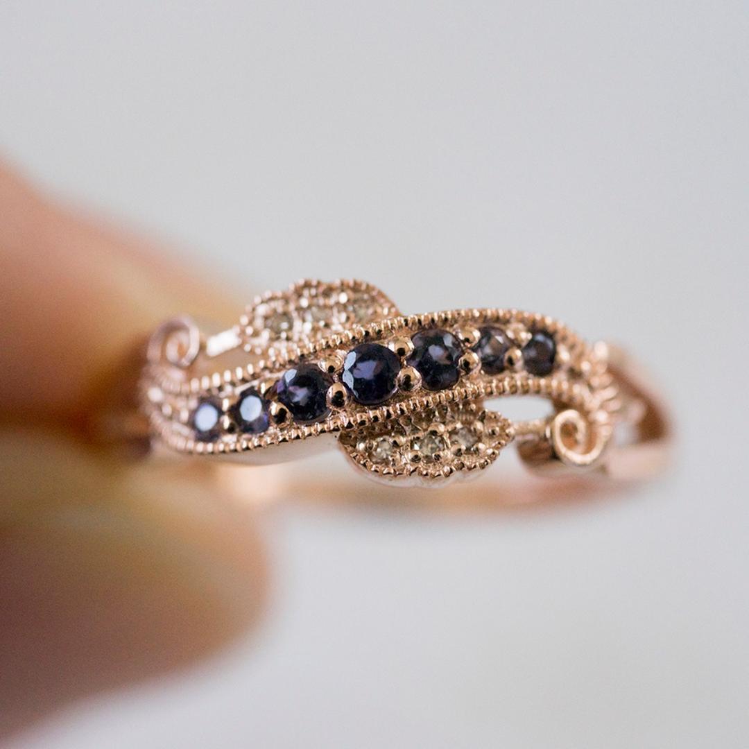 곡선 아르누보 모티브 천연석 반지 자체제작