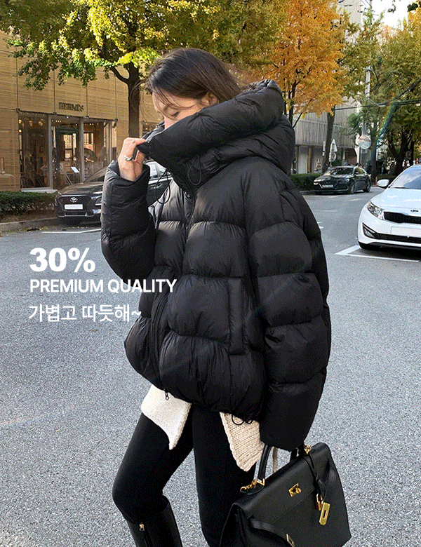 [단독제작30%할인] 하이엔드 덕다운 이중스트링후드 하이넥 후드패딩