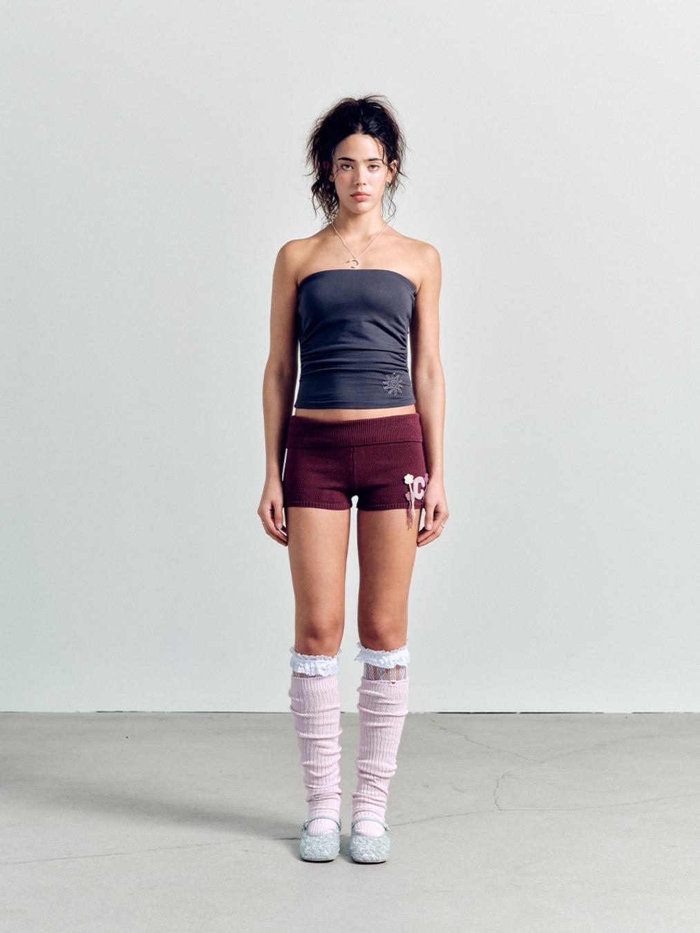 SUN PADDED TUBE TOP CHARCOAL