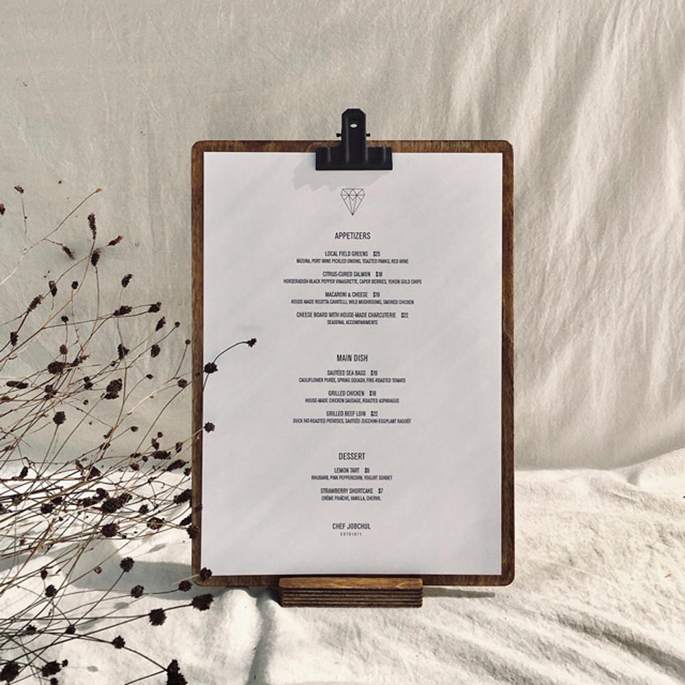 잉글랜드 우드 클립보드 메뉴판 카페메뉴판 디자인 A5