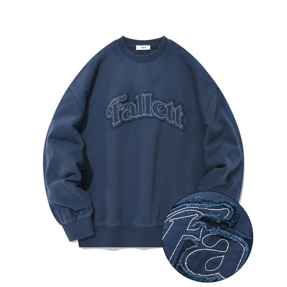 데미지 워시드 아치로고 맨투맨 네이비