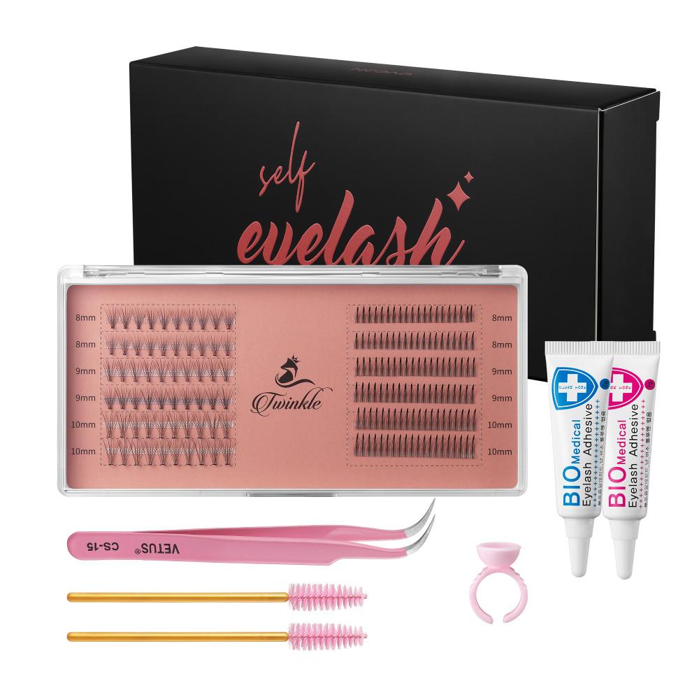 붙이는 셀프속눈썹연장 언더래쉬 가닥 인조 자연스러운속눈썹 붙이기 연장 재료 세트 키트