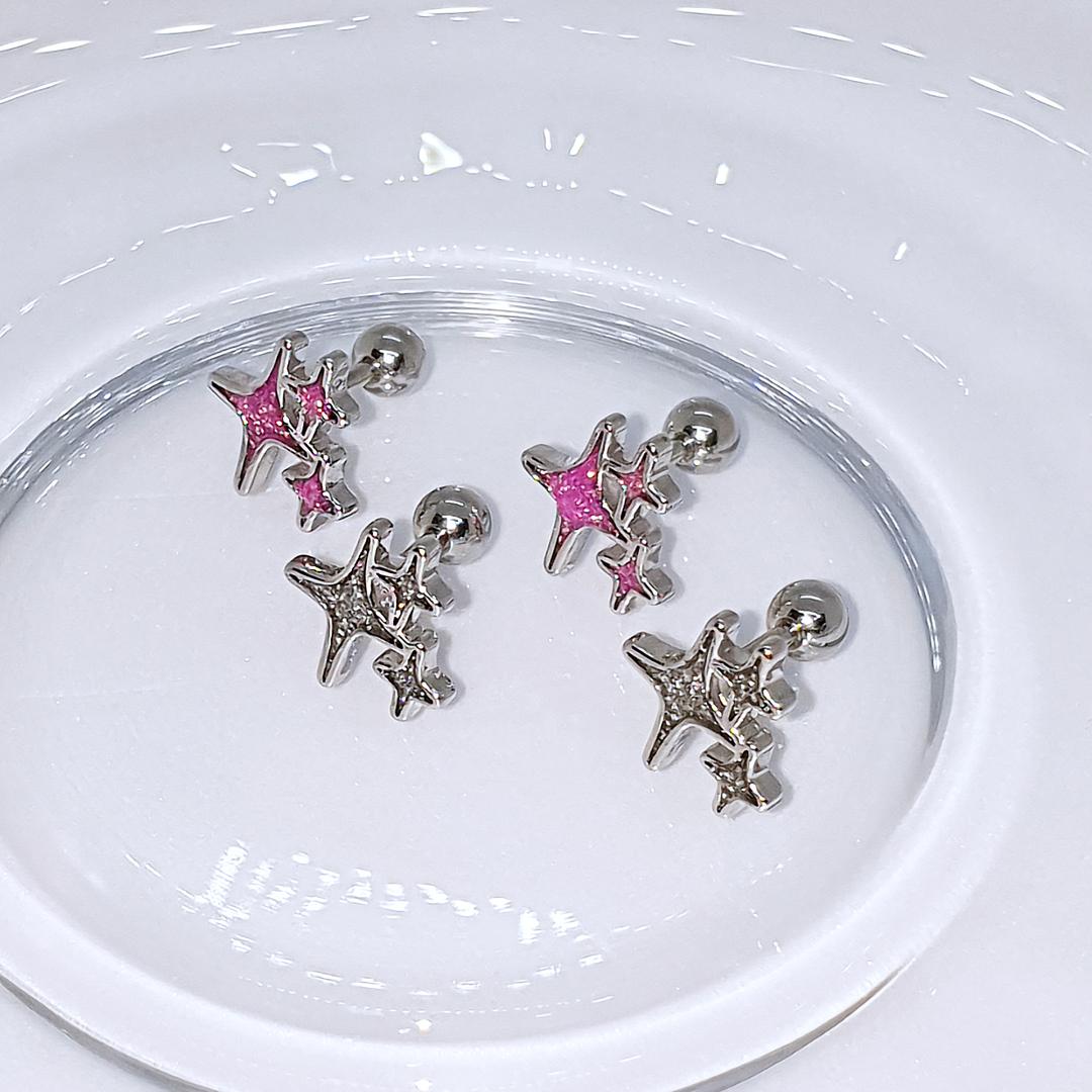 반짝반짝 컬러 쓰리 트윙클 빛 피어싱 (2color)