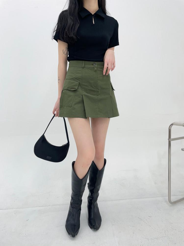 로우라이즈 포켓 카고 미니 스커트