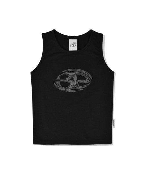 메탈 로고 탱크 탑 블랙