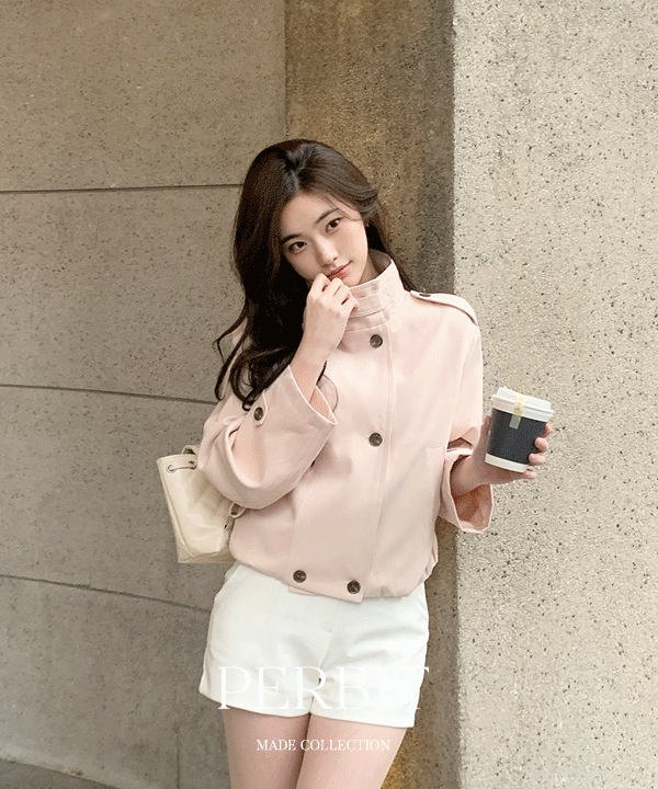 퍼빗 [물복트렌치🍑] [P.B MADE] 블라썸 여리트렌치 크롭 자켓 - 2color(1~2주 입고소요)