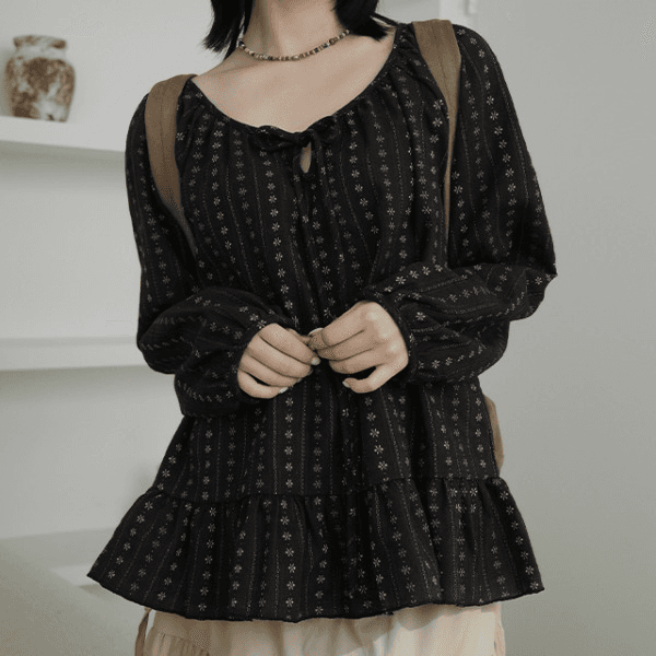 플라디 보헤미안 프릴 블라우스