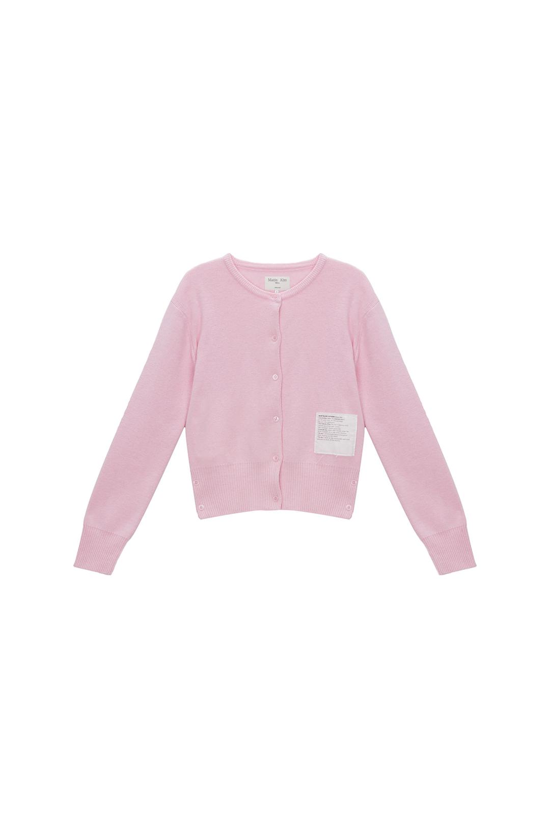 TYPO PATCH ROUND CARDIGAN IN PINK