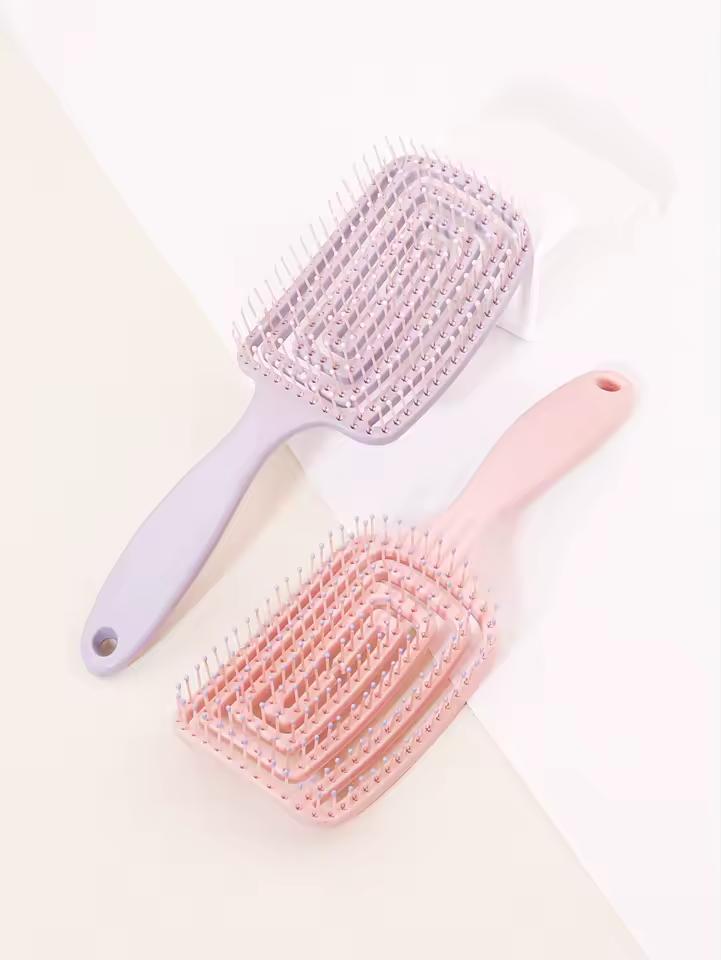 속이 빈 플라스틱 손잡이 두피 마사지 헤어 빗 1개 부드러운 헤어 스타일링 마사지 헤어 빗 실제 헤어 가발용 특별 제품